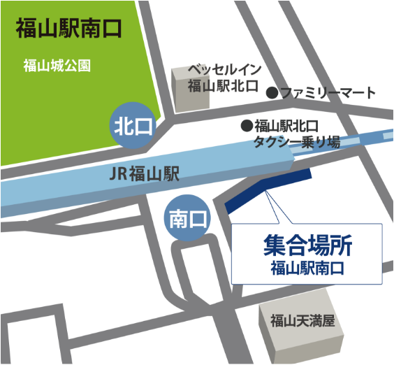 福山駅南口の乗り場地図