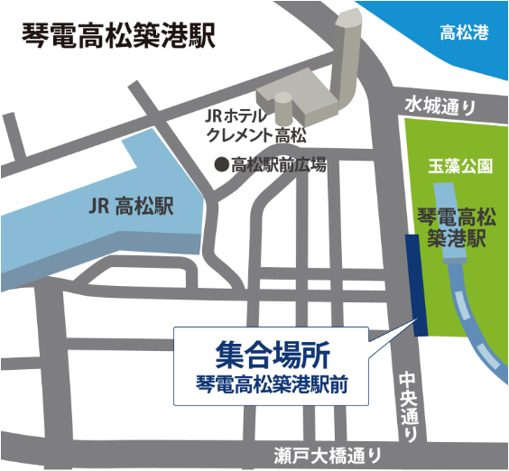 琴電 高松築港駅の乗り場地図